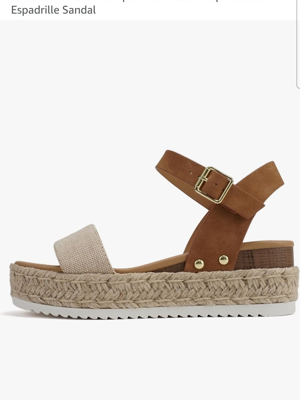 Soda Two-Tone Espadrille Platform Sandal - Cream and Brown